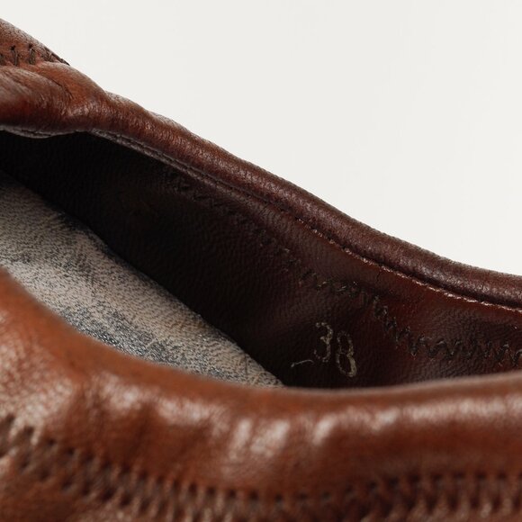 Prada Brown Leather Scrunch Pointed Toe Pumps - Picture 11 of 11